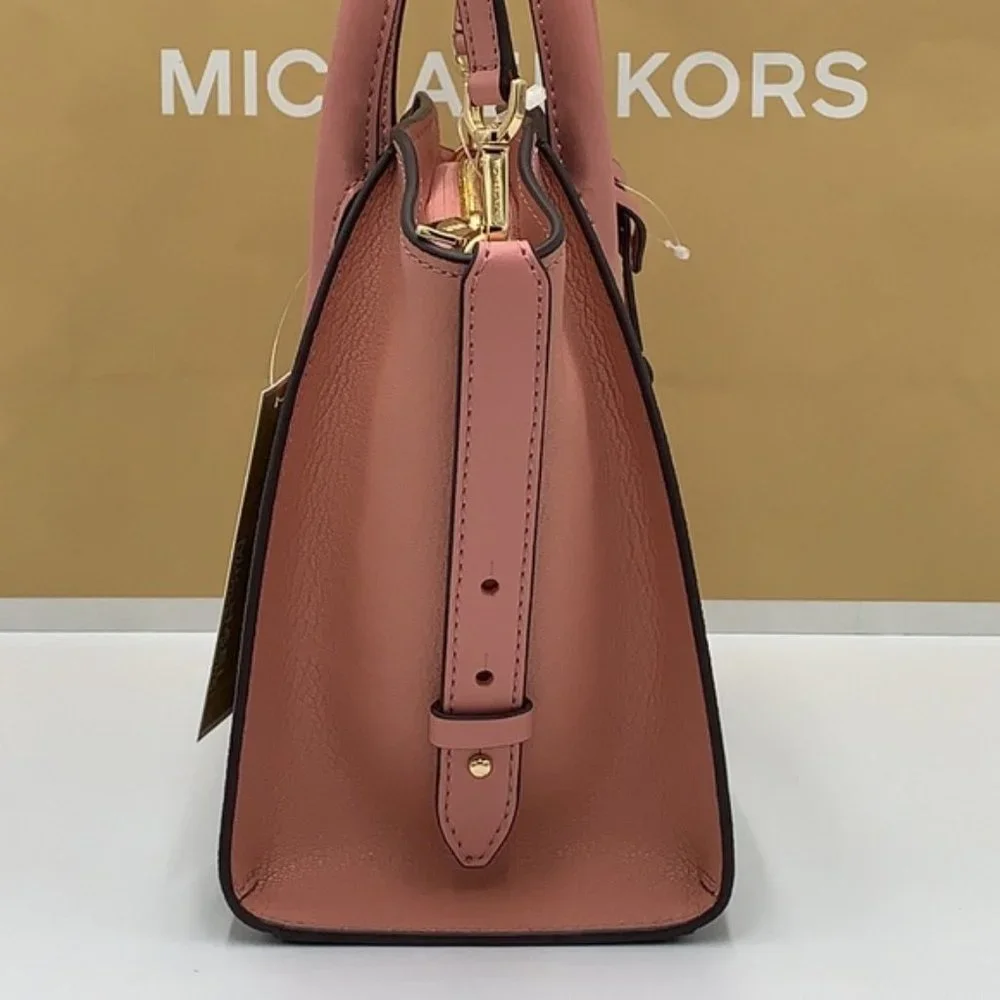 Michael Kors Avril Small Logo Top-Zip Satchel Sunset Rose - Picture 16 of 16